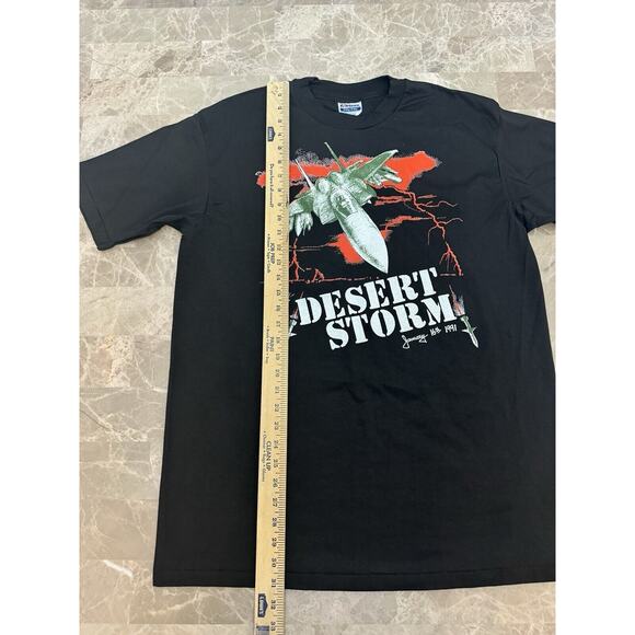 Vintage US Desert Storm T-Shirt Fighter Jet WAR ZONE 1991 Mens Size XL USA - Picture 6 of 7